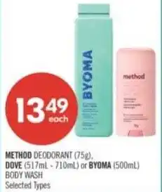 Shoppers Drug Mart Method deodorant or dove offer