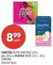 Shoppers Drug Mart Carefree ultra thin pads offer