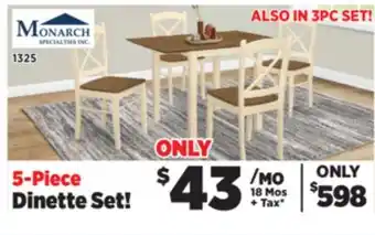 Surplus Furniture Cream & Oak 5Pc Dinette Set offer