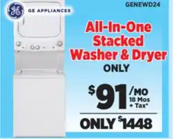 Surplus Furniture 27 GE Stacked Washer & Dryer Unit offer