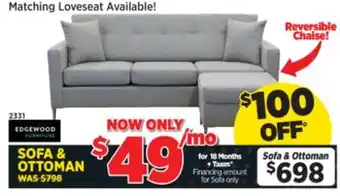 Surplus Furniture Lagoon Ash 2Pc Sofa & Ottoman offer
