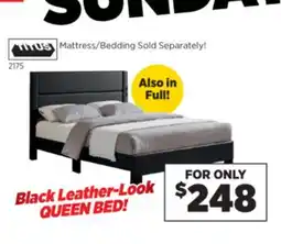 Surplus Furniture Black Leather-Look Queen Bed offer
