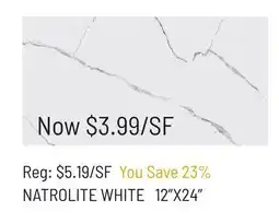 Hardwood Design Centre 12 X 24 Natrolite White Tile offer