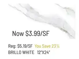 Hardwood Design Centre 12 X 24 Brillo White Tile offer