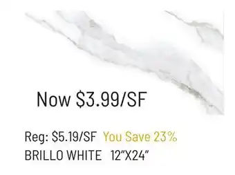 Hardwood Design Centre 12 X 24 Brillo White Tile offer
