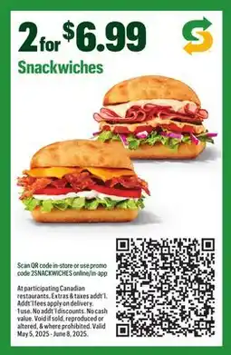 Subway Snackwiches offer