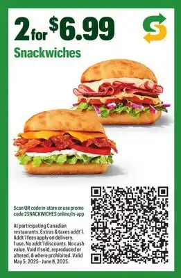 Subway Snackwiches offer