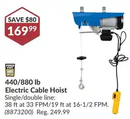 Princess Auto 440/880 lb Electric Cable Hoist offer