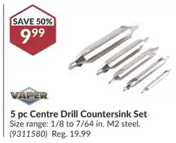 Princess Auto 5 pc Centre Drill Countersink Set offer