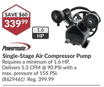 Princess Auto Single-Stage Air Compressor Pump offer