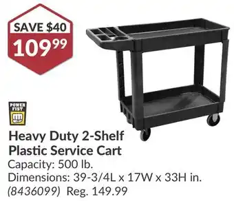 Princess Auto Heavy Duty 2-Shelf Plastic Service Cart offer