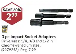 Princess Auto 3 pc Impact Socket Adapters offer
