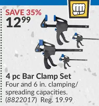Princess Auto 4 pc Bar Clamp Set offer