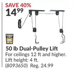 Princess Auto 50 lb Dual-Pulley Lift offer