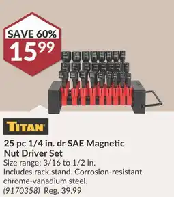 Princess Auto 25 pc 1/4 in. dr SAE Magnetic Nut Driver Set offer