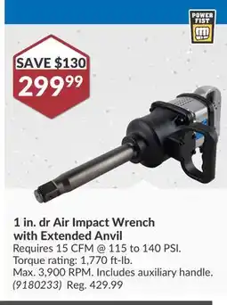 Princess Auto 1 in. dr Air Impact Wrench with Extended Anvil offer