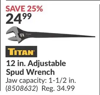 Princess Auto 12 in. Adjustable Spud Wrench offer