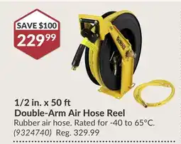 Princess Auto 1/2 in. x 50 ft Double-Arm Air Hose Reel offer