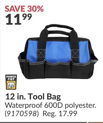 Princess Auto 12 in. Tool Bag offer