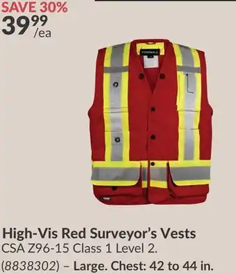 Princess Auto High-Vis Red Surveyor's Vests offer