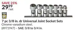 Princess Auto 7 pc 3/8 in. dr Universal Joint Socket Sets offer