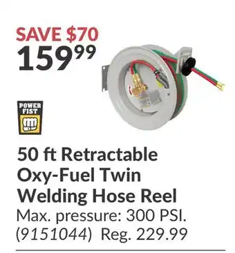Princess Auto 50 ft Retractable Oxy-Fuel Twin Welding Hose Reel offer