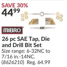 Princess Auto 26 pc SAE Tap, Die and Drill Bit Set offer