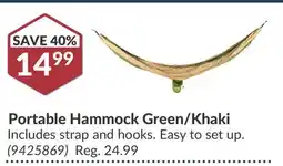 Princess Auto Portable Hammock Green/Khaki offer