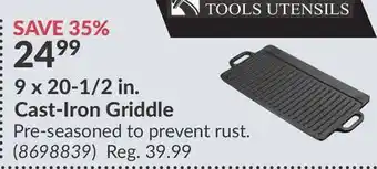 Princess Auto 9 x 20-1/2 in. Cast-Iron Griddle offer