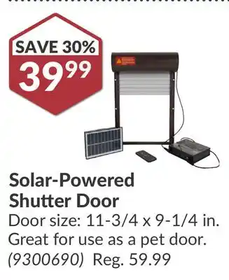 Princess Auto Solar-Powered Shutter Door Door offer