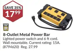 Princess Auto 8-Outlet Metal Power Bar offer