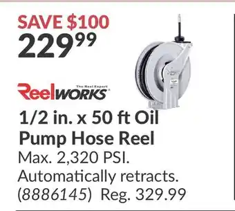 Princess Auto 1/2 in. x 50 ft Oil Pump Hose Reel offer