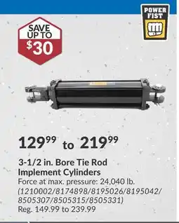 Princess Auto 3-1/2 in. Bore Tie Rod Implement Cylinders offer