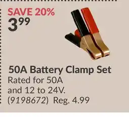 Princess Auto 50A Battery Clamp Set offer