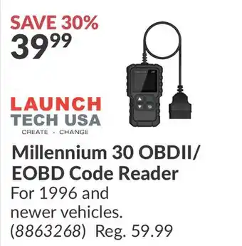 Princess Auto Millennium 30 OBDII/EOBD Code Reader offer