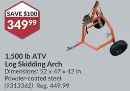 Princess Auto 1,500 lb ATV Log Skidding Arch offer