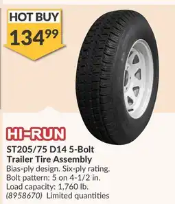 Princess Auto ST205/75 D14 5-Bolt Trailer Tire Assembly offer