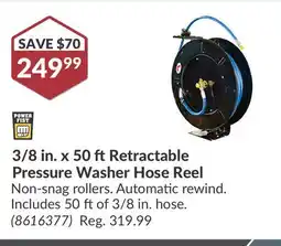 Princess Auto 3/8 in. x 50 ft Retractable Pressure Washer Hose Reel offer