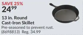 Princess Auto 13 in. Round Cast-Iron Skillet offer