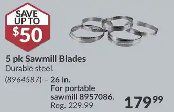 Princess Auto 5 pk Sawmill Blades offer