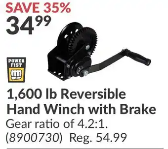 Princess Auto 1,600 lb Reversible Hand Winch with Brake offer