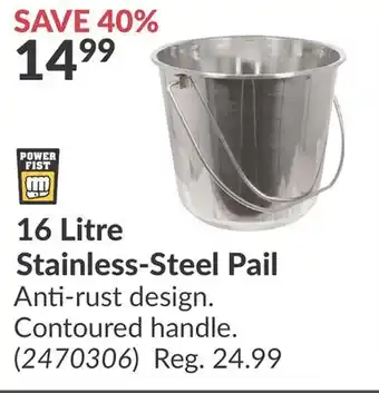 Princess Auto 16 Litre Stainless-Steel Pail offer