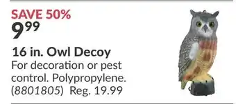 Princess Auto 16 in. Owl Decoy offer