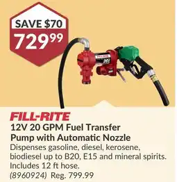 Princess Auto 12V 20 GPM Fuel Transfer Pump offer