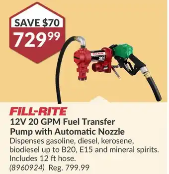Princess Auto 12V 20 GPM Fuel Transfer Pump offer