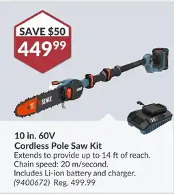Princess Auto 10 in. 60V Cordless Pole Saw Kit offer