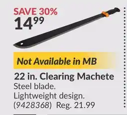 Princess Auto 22 in. Clearing Machete offer