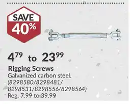 Princess Auto Rigging Screws offer