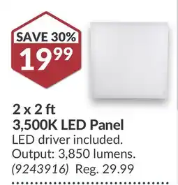 Princess Auto 2 x 2 3,500K LED Panel offer