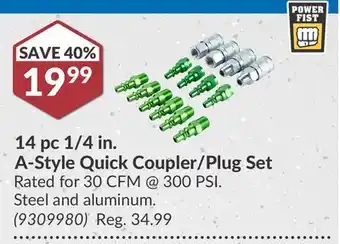 Princess Auto 14 pc 1/4 in. A-Style Quick Coupler/Plug Set offer